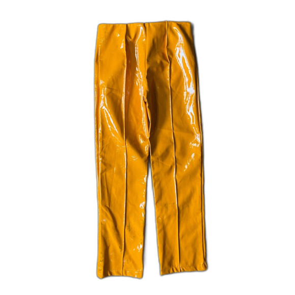 NWT THE RAGGED PRIEST Orange Patent Vinyl Cracker Pants Trousers Women's Size 8 - Picture 8 of 16